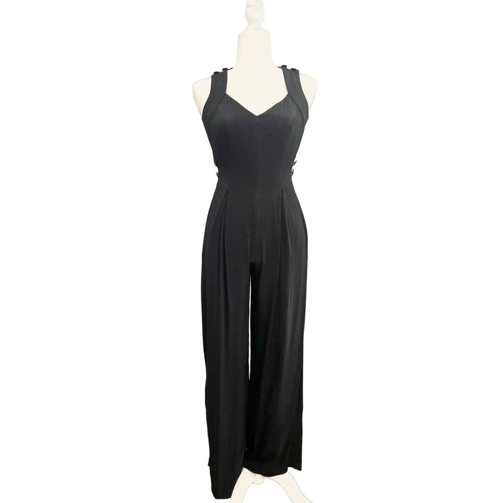 BB Collection Womens Black Vintage 90’s Wide Leg Jumpsuit Size 4